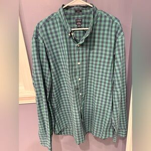J. Crew Men's Blue and Green Plaid Shirt flex washed XXL slim fit